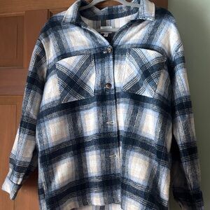 Time and Tru Navy Checkered Utility Jacket